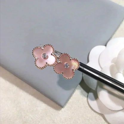 [Ornora Jewelry]CLOVER MEDIUM 1 MOTIFS  PINK MOP DIAMOND EARRINGS