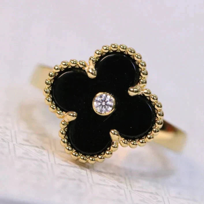 [Ornora Jewelry]CLOVER ONYX RING GOLD DIAMOND