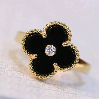 [Ornora Jewelry]CLOVER ONYX RING GOLD DIAMOND
