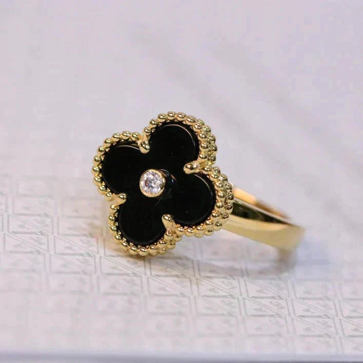 [Ornora Jewelry]CLOVER ONYX RING GOLD DIAMOND