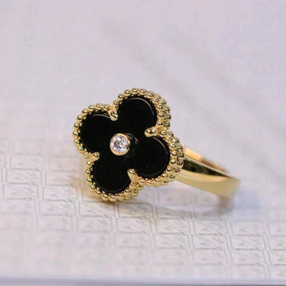 [Ornora Jewelry]CLOVER ONYX RING GOLD DIAMOND