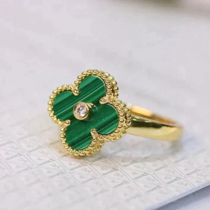 [Ornora Jewelry]CLOVER MALACHITE RING GOLD DIAMOND