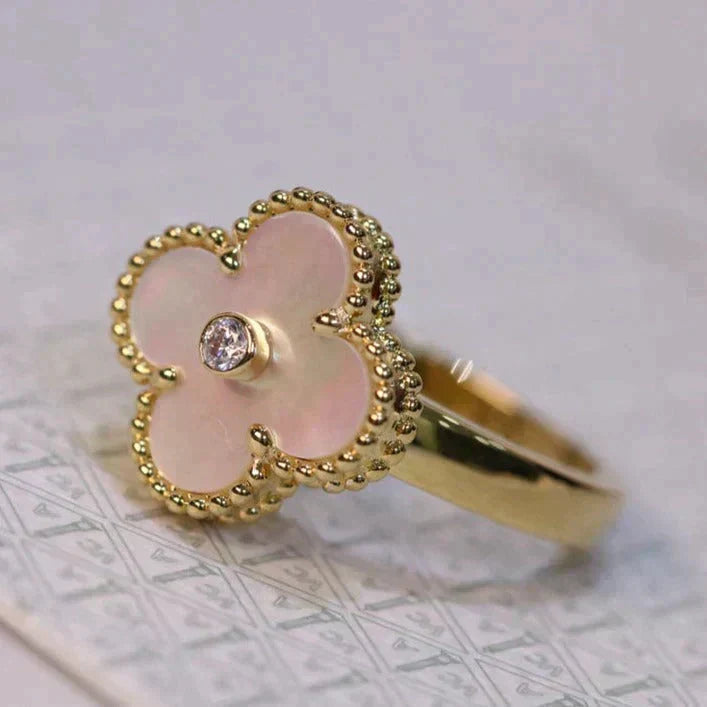 [Ornora Jewelry]CLOVER PINK MOP RING GOLD DIAMOND