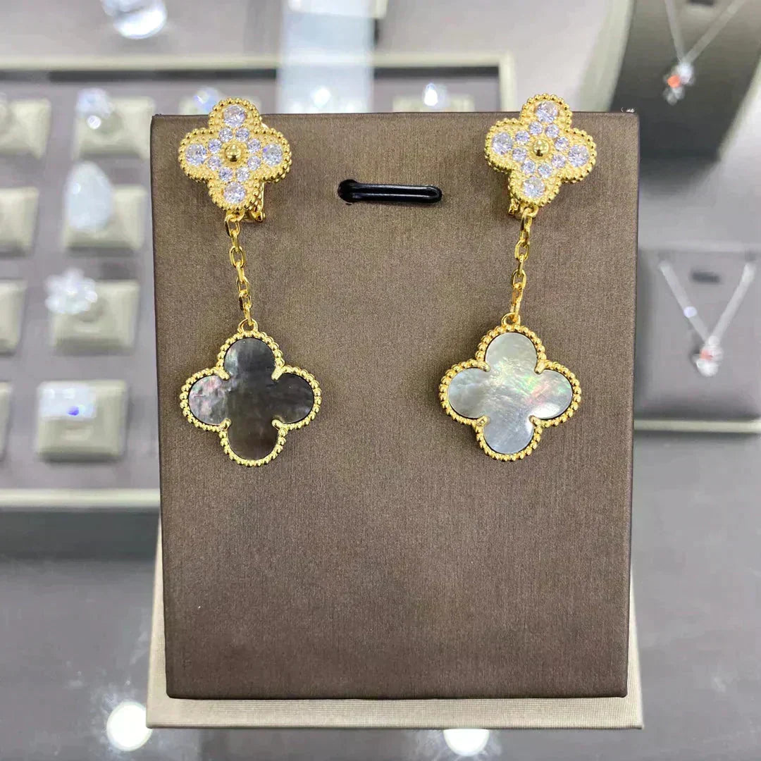[Ornora Jewelry]CLOVER  2 MOTIFS  DIAMOND  EARRINGS (MULTIPLE CHOICESç´