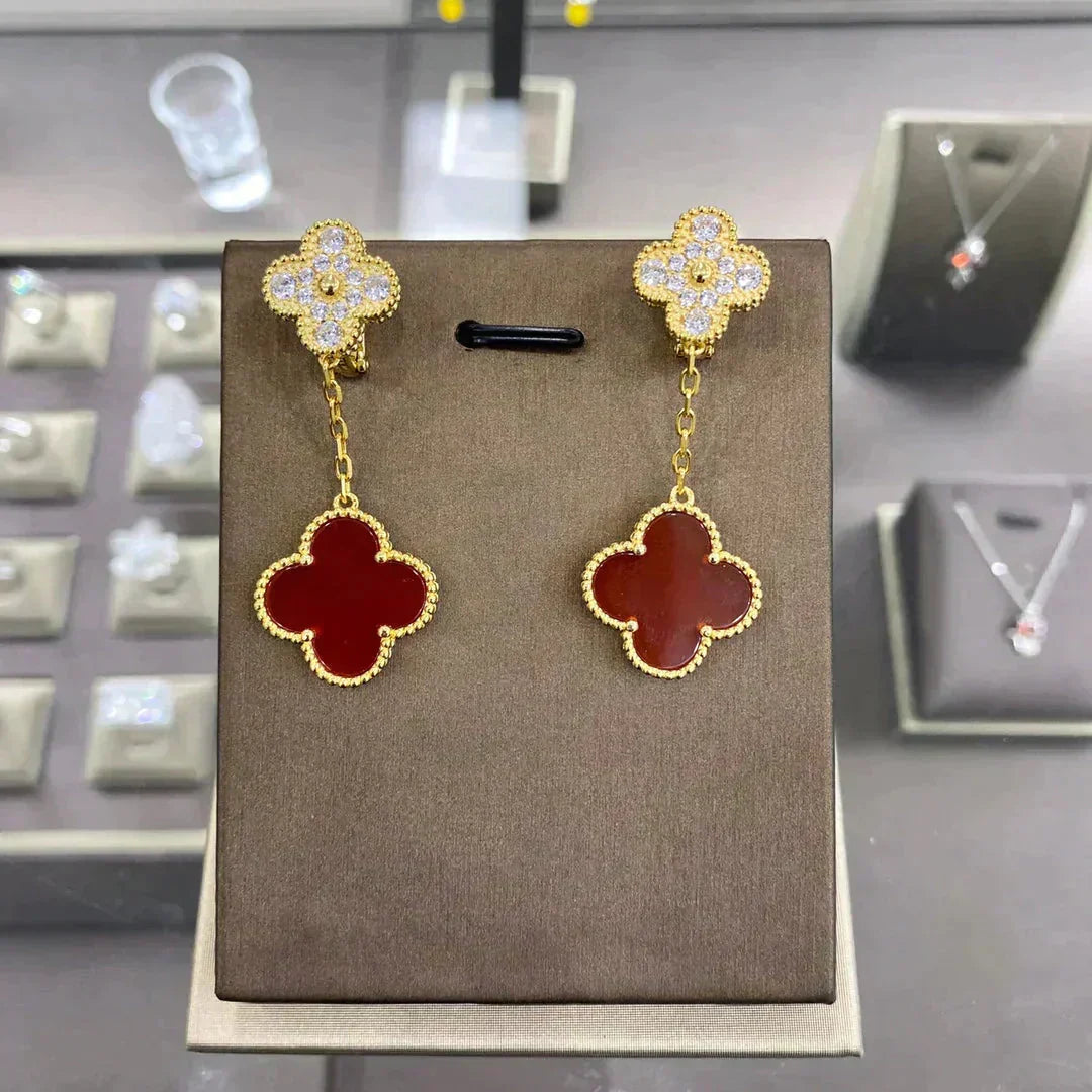 [Ornora Jewelry]CLOVER  2 MOTIFS  DIAMOND  EARRINGS (MULTIPLE CHOICESç´