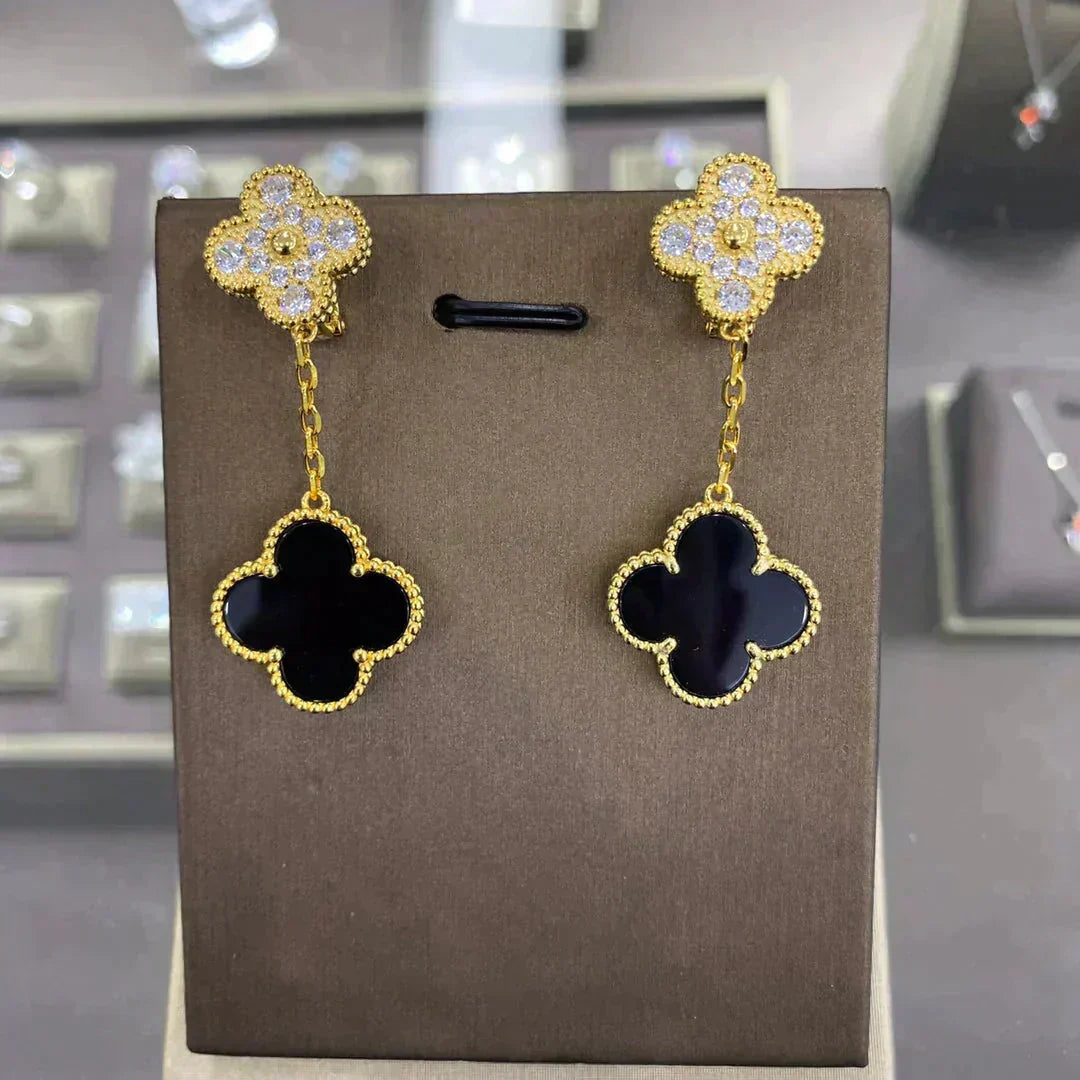 [Ornora Jewelry]CLOVER  2 MOTIFS  DIAMOND  EARRINGS (MULTIPLE CHOICESç´