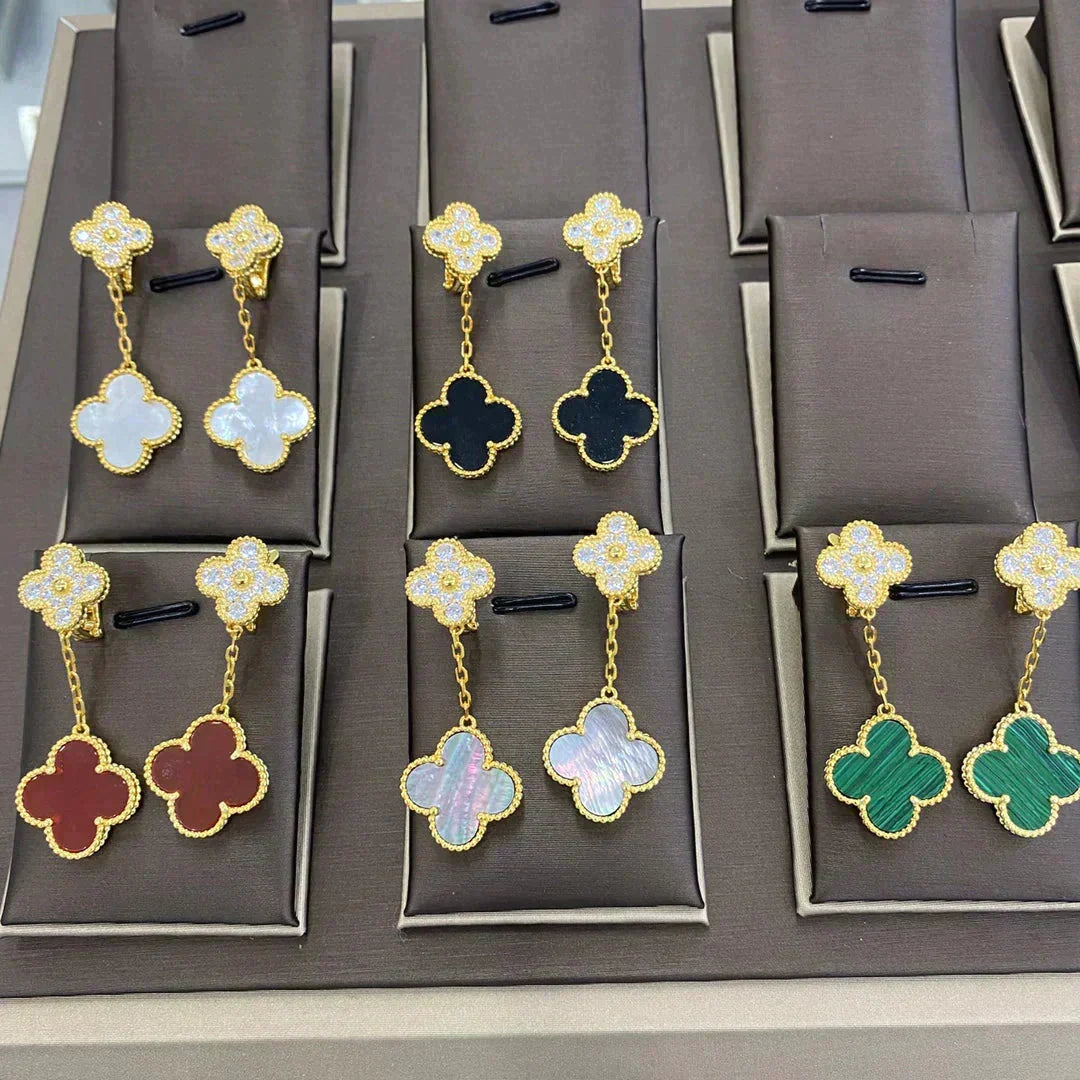 [Ornora Jewelry]CLOVER  2 MOTIFS  DIAMOND  EARRINGS (MULTIPLE CHOICESç´