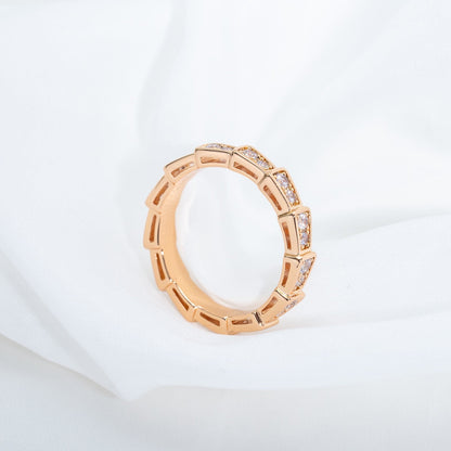 [Ornora Jewelry]SERPENTI RING PINK GOLD DIAMOND PAVED 3MM