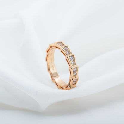 [Ornora Jewelry]SERPENTI RING PINK GOLD DIAMOND PAVED 3MM