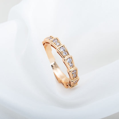 [Ornora Jewelry]SERPENTI RING PINK GOLD DIAMOND PAVED 3MM