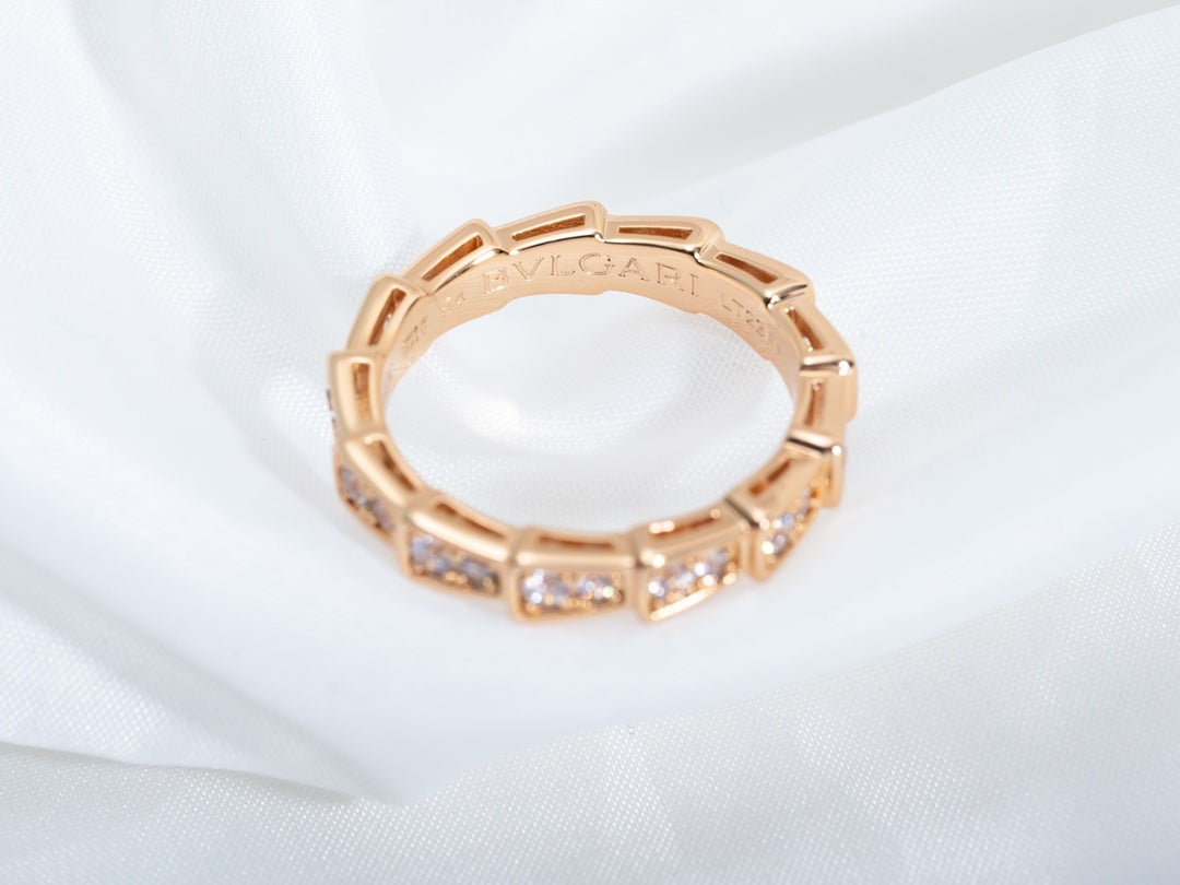 [Ornora Jewelry]SERPENTI RING PINK GOLD DIAMOND PAVED 3MM