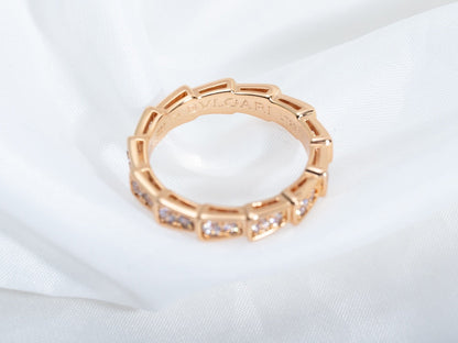 [Ornora Jewelry]SERPENTI RING PINK GOLD DIAMOND PAVED 3MM