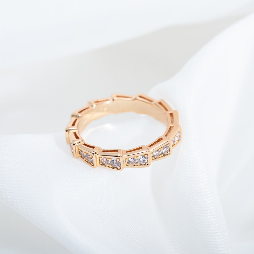 [Ornora Jewelry]SERPENTI RING PINK GOLD DIAMOND PAVED 3MM