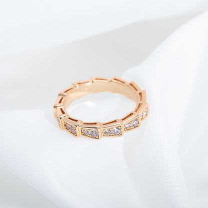 [Ornora Jewelry]SERPENTI RING PINK GOLD DIAMOND PAVED 3MM