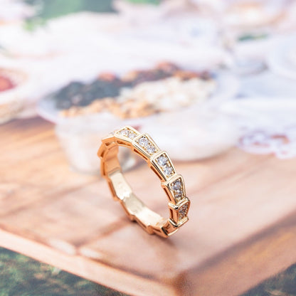 [Ornora Jewelry]SERPENTI RING PINK GOLD DIAMOND PAVED 3MM