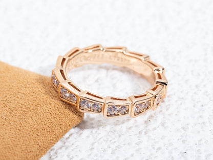 [Ornora Jewelry]SERPENTI RING PINK GOLD DIAMOND PAVED 3MM
