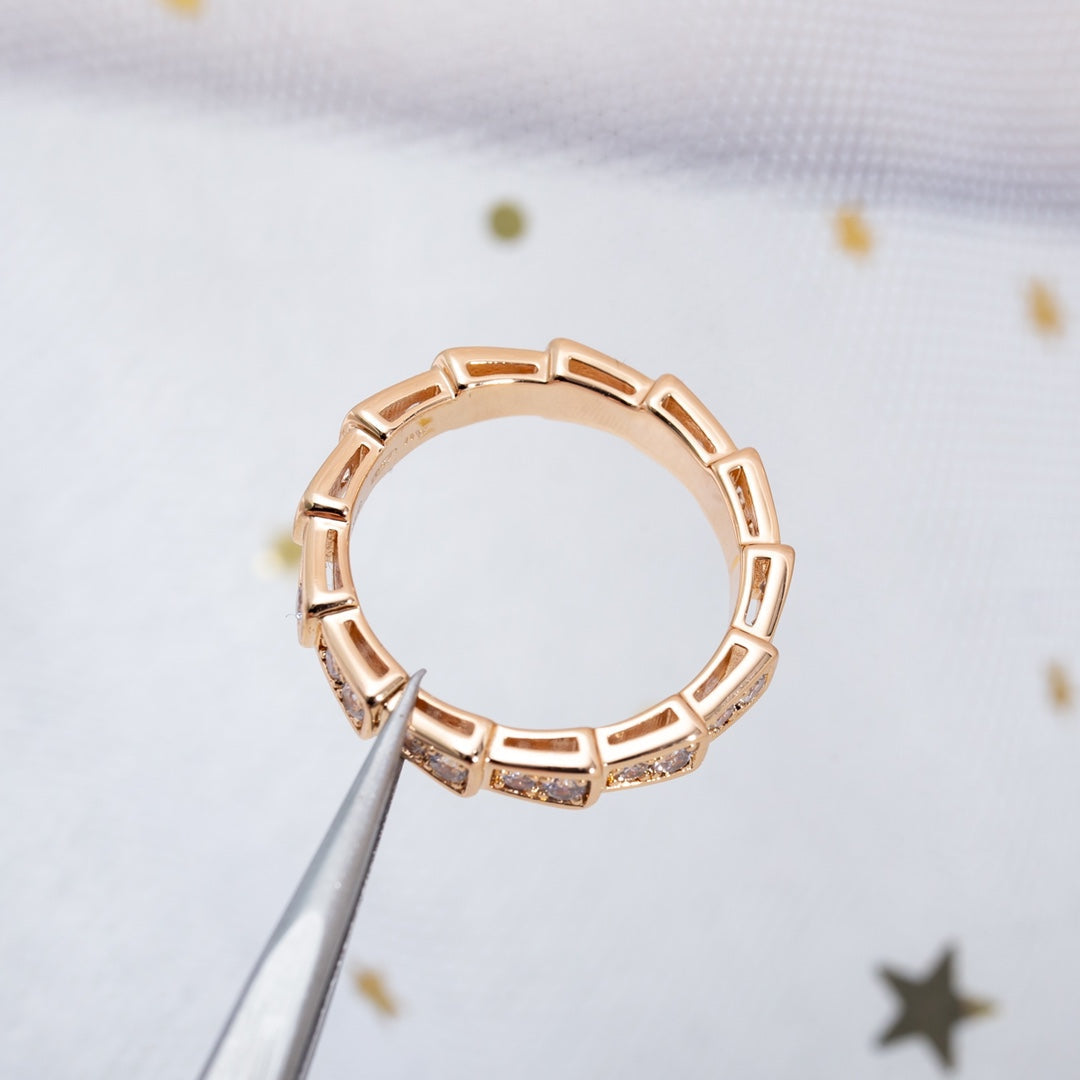 [Ornora Jewelry]SERPENTI RING PINK GOLD DIAMOND PAVED 3MM