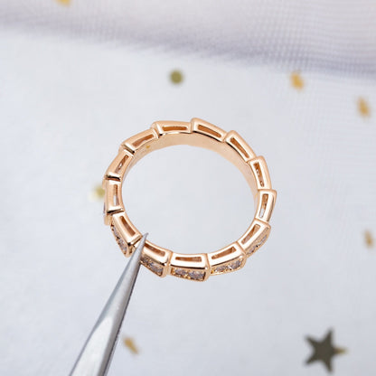 [Ornora Jewelry]SERPENTI RING PINK GOLD DIAMOND PAVED 3MM
