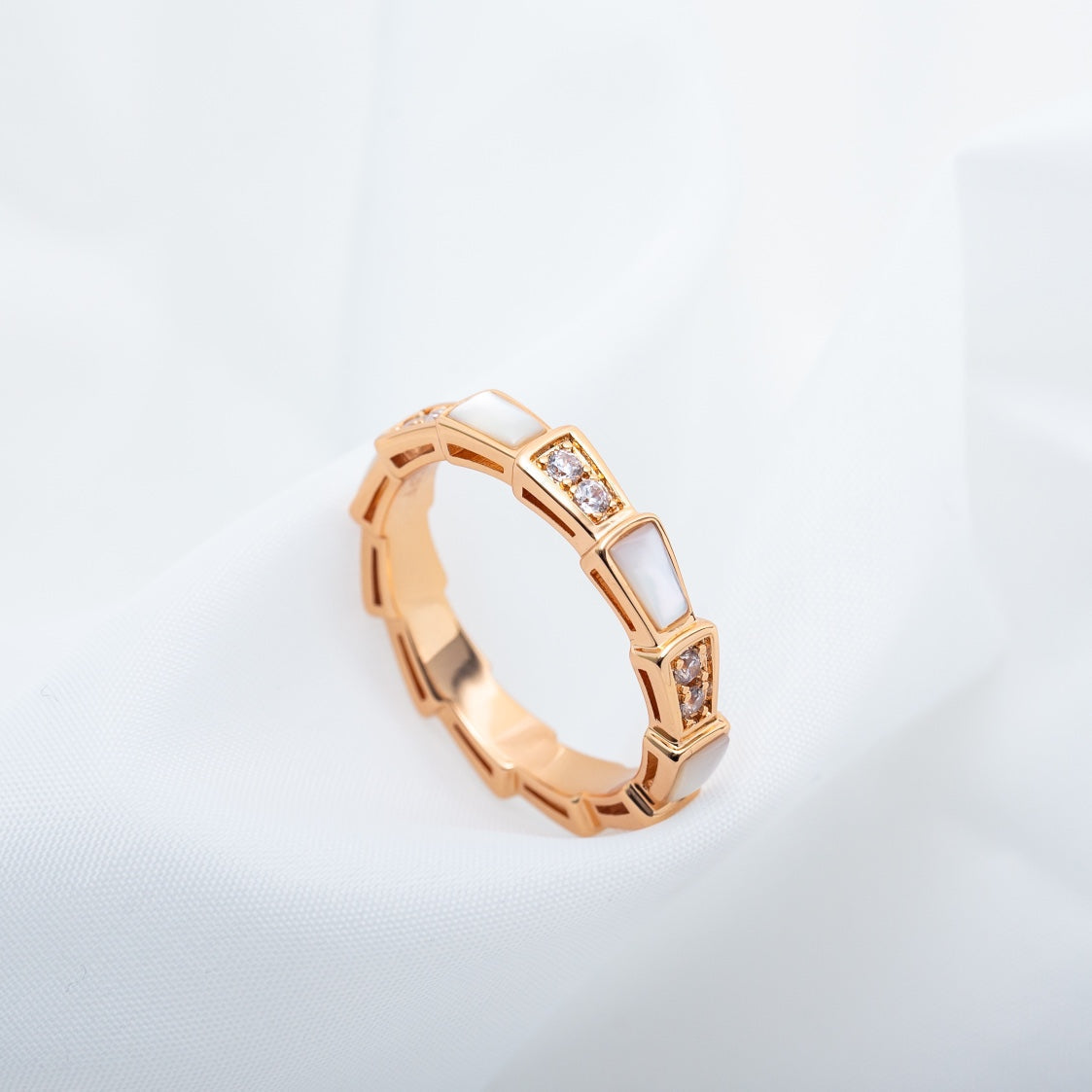 [Ornora Jewelry]SERPENTI RING PINK GOLD DIAMOND MOP 3MM
