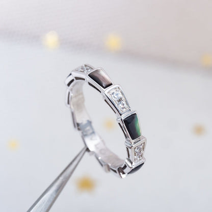 [Ornora Jewelry]SERPENTI RING SILVER  DIAMOND BLACK MOP 3MM