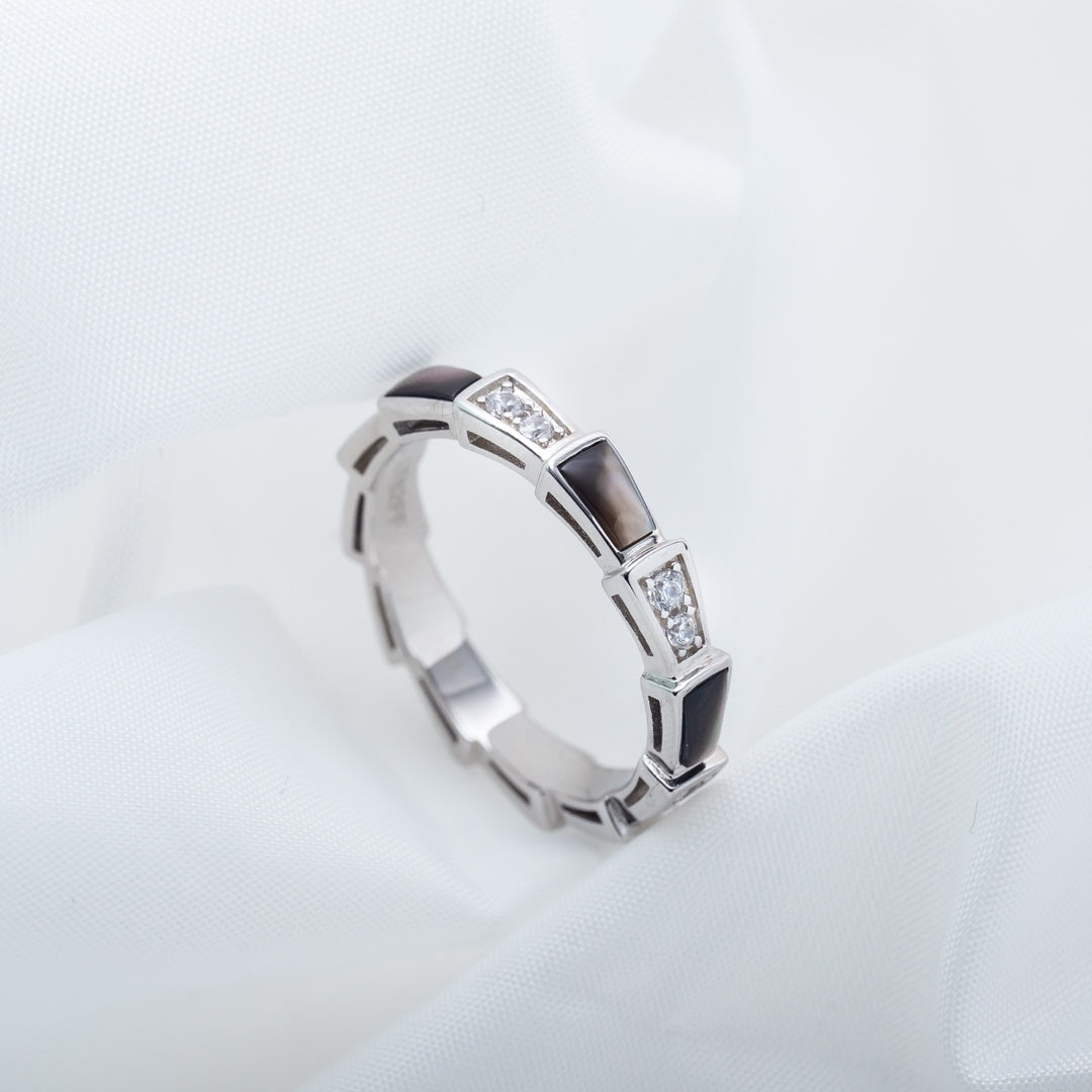 [Ornora Jewelry]SERPENTI RING SILVER  DIAMOND BLACK MOP 3MM