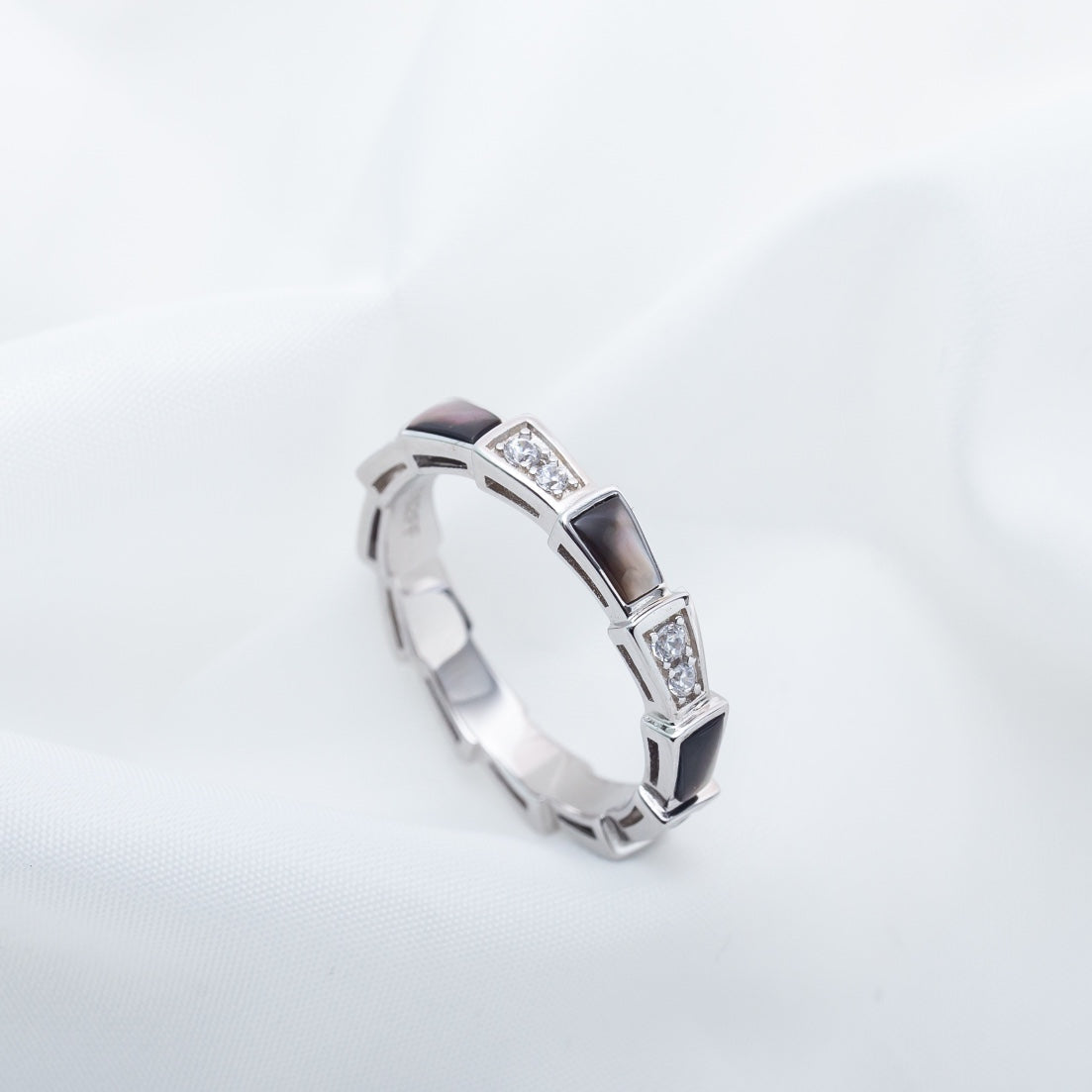[Ornora Jewelry]SERPENTI RING SILVER  DIAMOND BLACK MOP 3MM