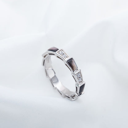 [Ornora Jewelry]SERPENTI RING SILVER  DIAMOND BLACK MOP 3MM
