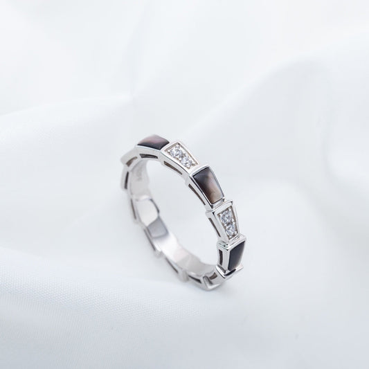 [Ornora Jewelry]SERPENTI RING SILVER  DIAMOND BLACK MOP 3MM