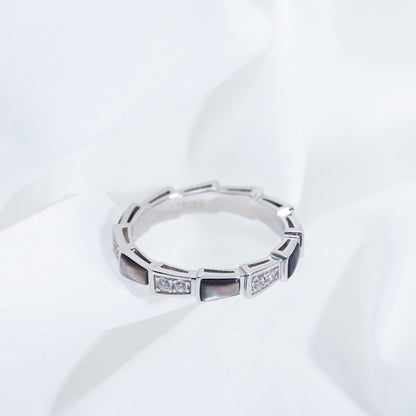 [Ornora Jewelry]SERPENTI RING SILVER  DIAMOND BLACK MOP 3MM