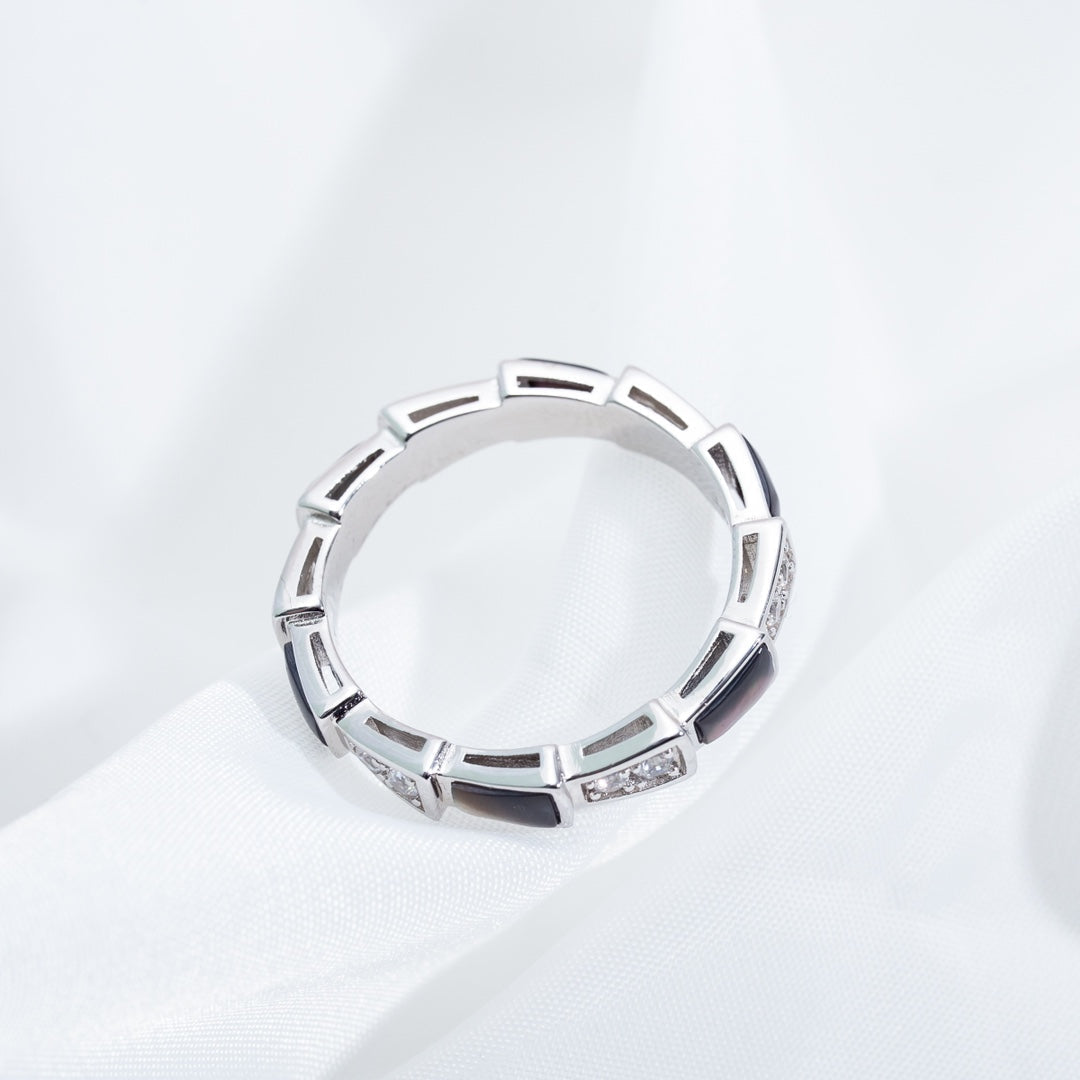 [Ornora Jewelry]SERPENTI RING SILVER  DIAMOND BLACK MOP 3MM