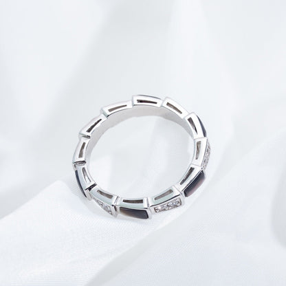 [Ornora Jewelry]SERPENTI RING SILVER  DIAMOND BLACK MOP 3MM