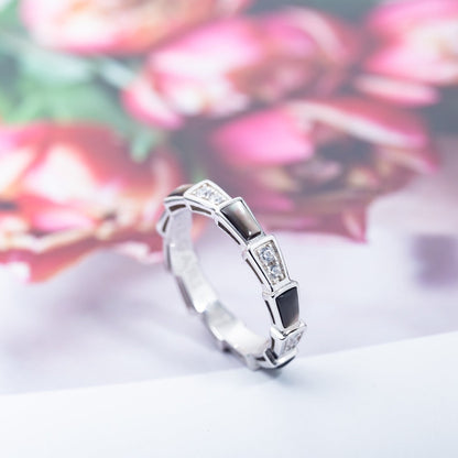 [Ornora Jewelry]SERPENTI RING SILVER  DIAMOND BLACK MOP 3MM