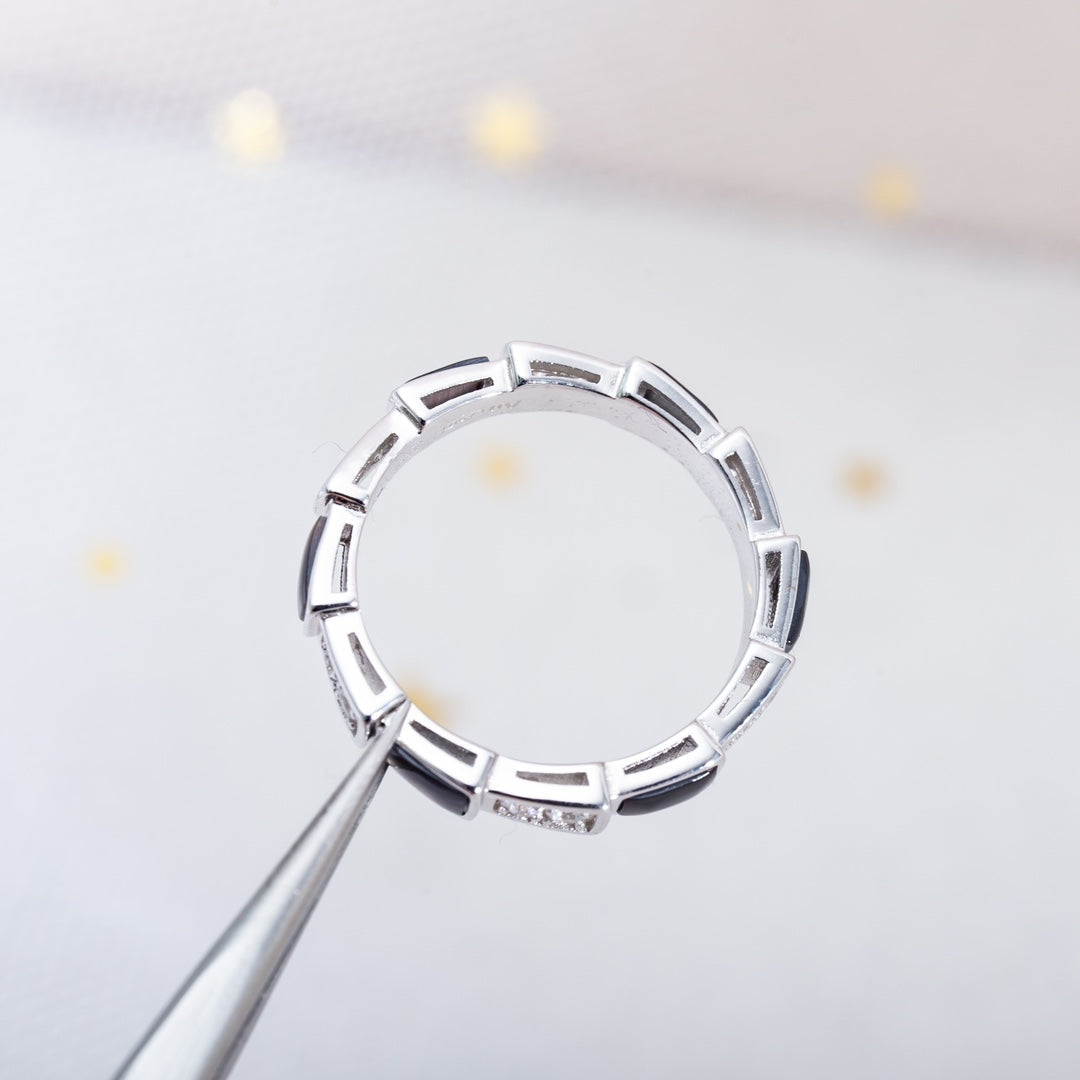 [Ornora Jewelry]SERPENTI RING SILVER  DIAMOND BLACK MOP 3MM