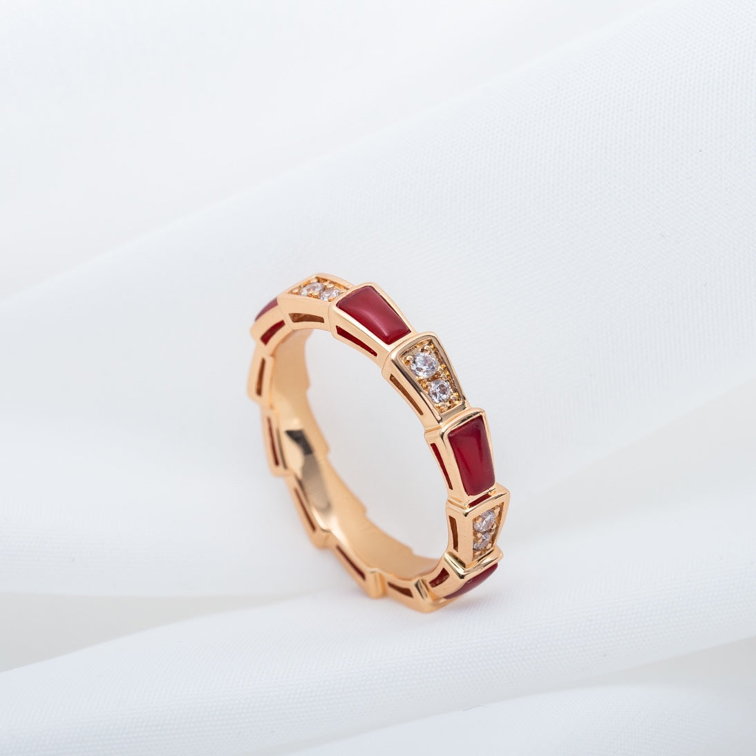 [Ornora Jewelry]SERPENTI RING PINK GOLD CARNELIAN DIAMOND 3MM