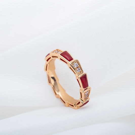 [Ornora Jewelry]SERPENTI RING PINK GOLD CARNELIAN DIAMOND 3MM