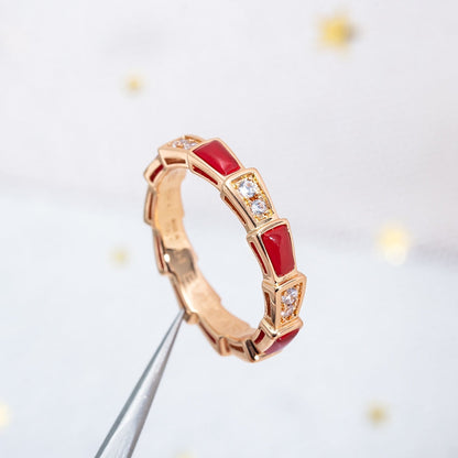 [Ornora Jewelry]SERPENTI RING PINK GOLD CARNELIAN DIAMOND 3MM