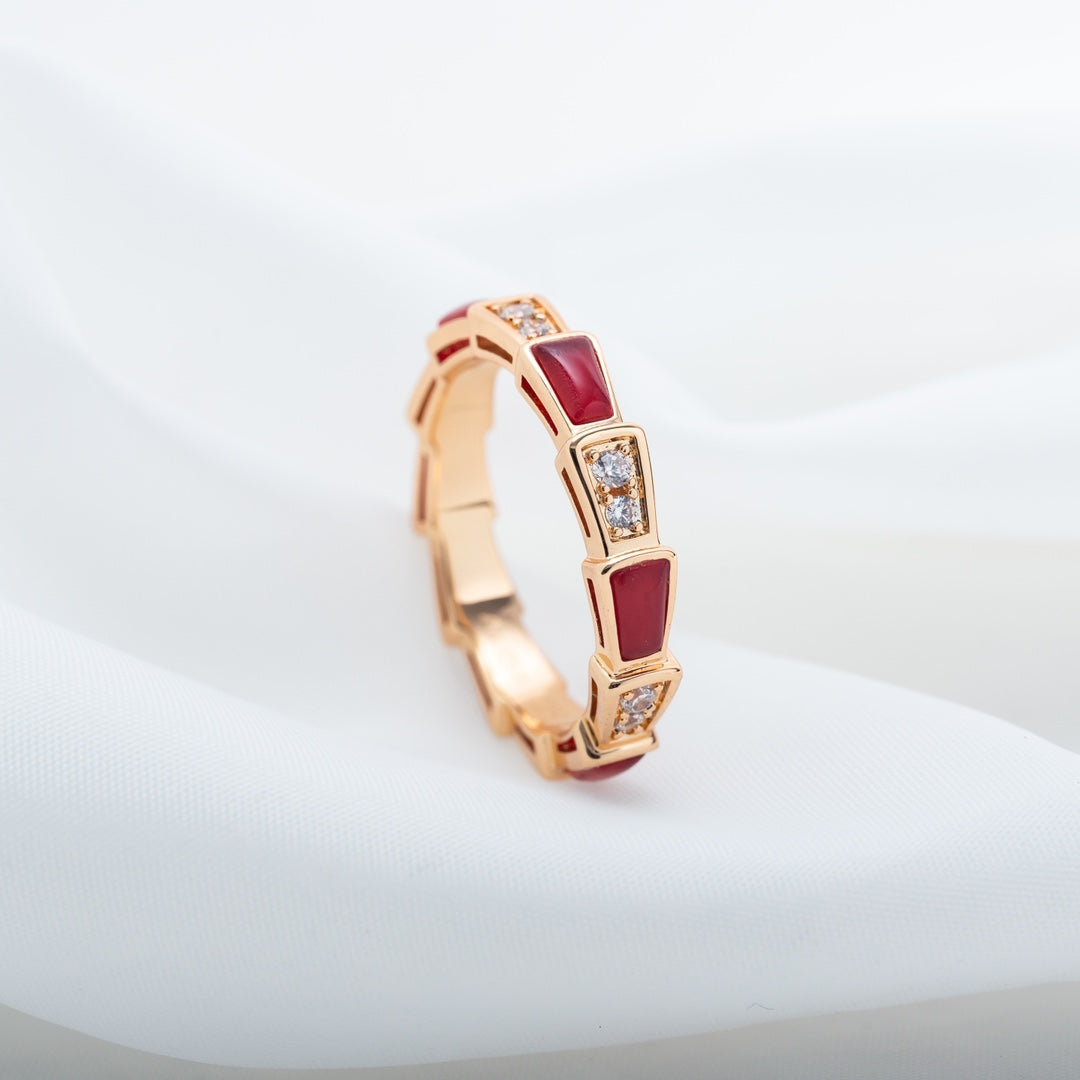 [Ornora Jewelry]SERPENTI RING PINK GOLD CARNELIAN DIAMOND 3MM