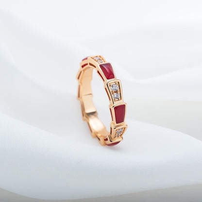 [Ornora Jewelry]SERPENTI RING PINK GOLD CARNELIAN DIAMOND 3MM
