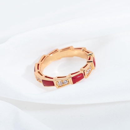 [Ornora Jewelry]SERPENTI RING PINK GOLD CARNELIAN DIAMOND 3MM
