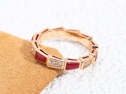 [Ornora Jewelry]SERPENTI RING PINK GOLD CARNELIAN DIAMOND 3MM