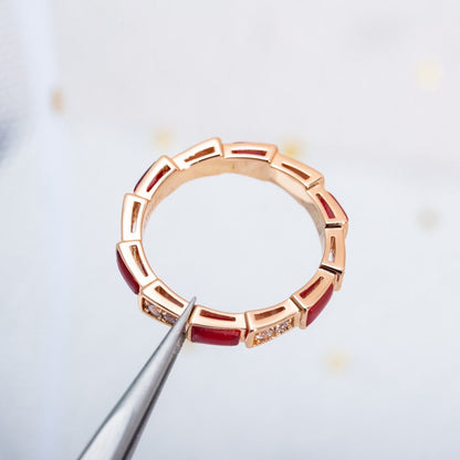 [Ornora Jewelry]SERPENTI RING PINK GOLD CARNELIAN DIAMOND 3MM