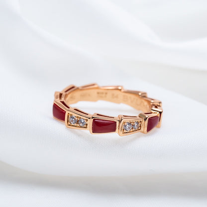 [Ornora Jewelry]SERPENTI RING PINK GOLD CARNELIAN DIAMOND 3MM