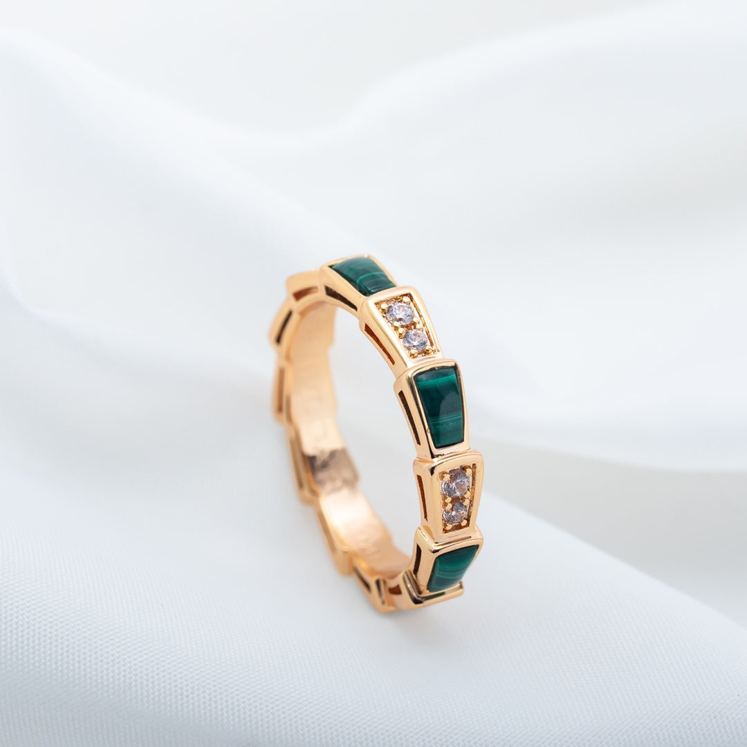 [Ornora Jewelry]SERPENTI RING PINK GOLD MALACHITE DIAMOND 3MM