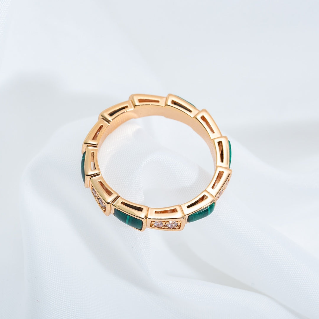 [Ornora Jewelry]SERPENTI RING PINK GOLD MALACHITE DIAMOND 3MM