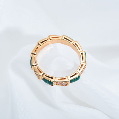 [Ornora Jewelry]SERPENTI RING PINK GOLD MALACHITE DIAMOND 3MM