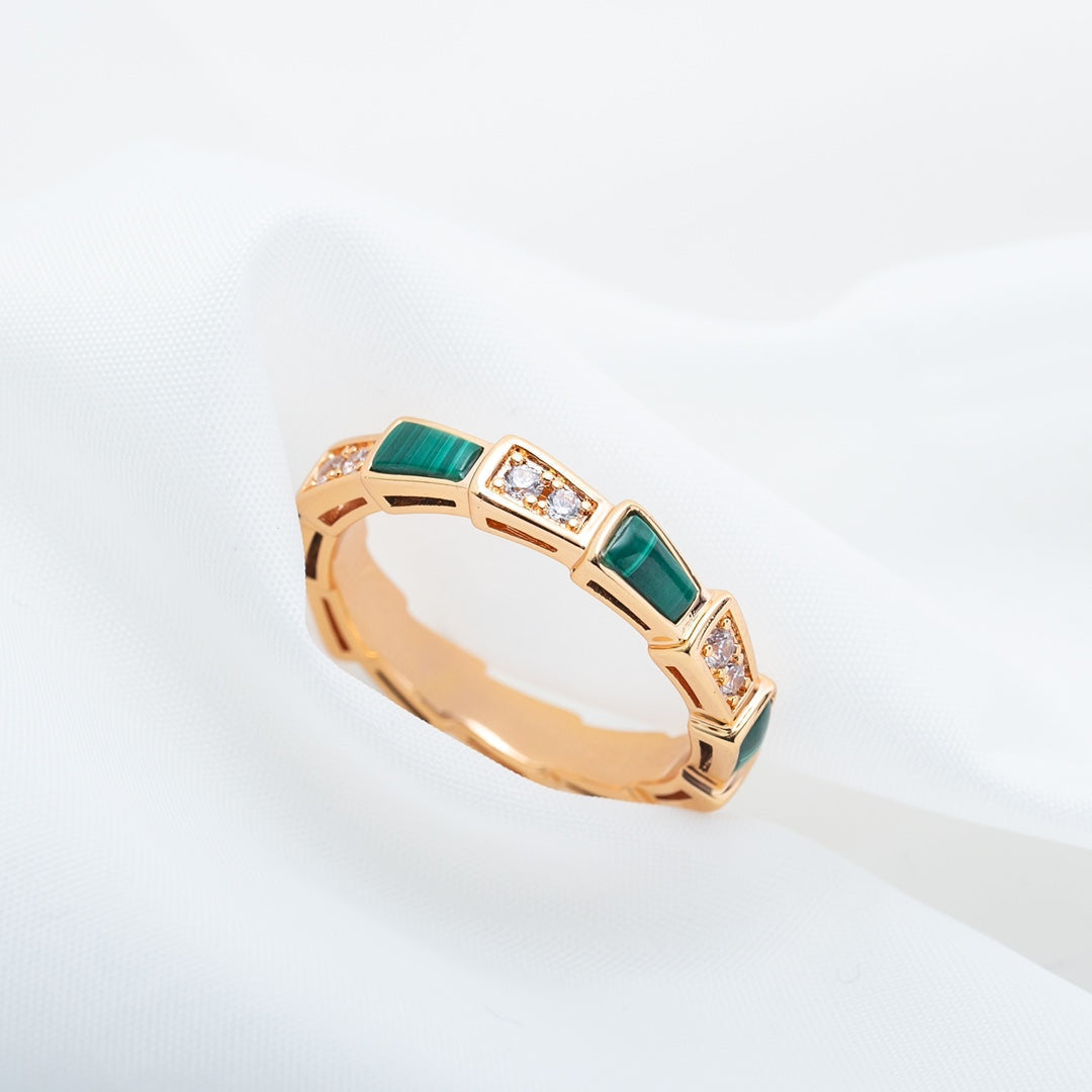 [Ornora Jewelry]SERPENTI RING PINK GOLD MALACHITE DIAMOND 3MM