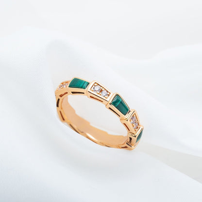 [Ornora Jewelry]SERPENTI RING PINK GOLD MALACHITE DIAMOND 3MM