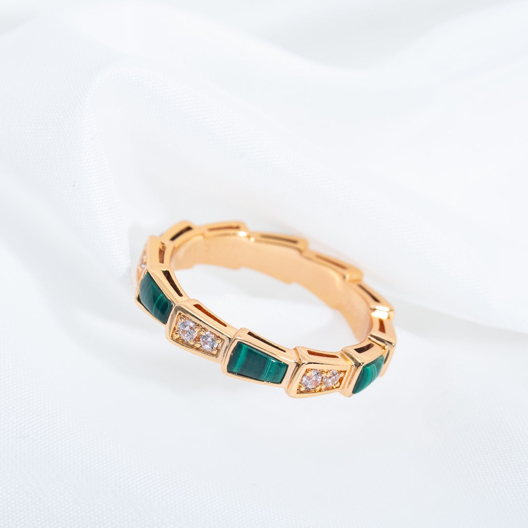 [Ornora Jewelry]SERPENTI RING PINK GOLD MALACHITE DIAMOND 3MM