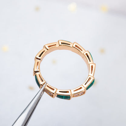 [Ornora Jewelry]SERPENTI RING PINK GOLD MALACHITE DIAMOND 3MM