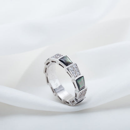 [Ornora Jewelry]SERPENTI RING SILVER DIAMOND BLACK MOP 4MM